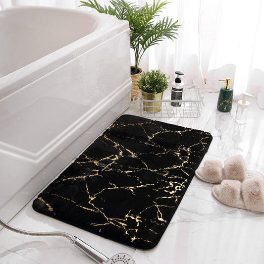 Tapis de bain super absorbant antidérapant style marbre noir