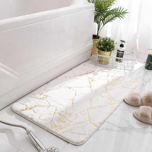 Tapis de bain super absorbant antidérapant style marbre blanc