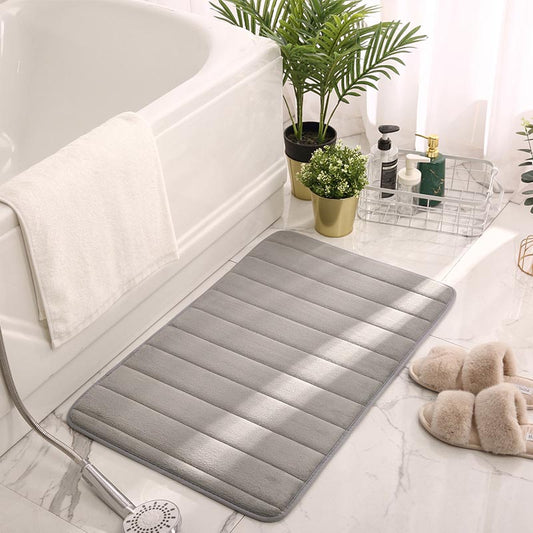 Tapis de bain en coton doux ultra-confortable gris